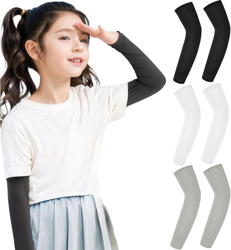 Keeshibao Kids Volleyball Arm Sleeves 3 Pairs, Sports Sleeves UV Sun Protection, Youth Football Sleeves for Boys Girls - Image 1